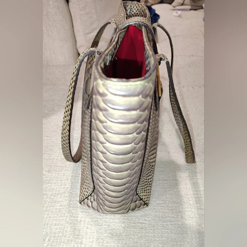 Dooney and Bourke Python-Embossed Gray Handbag - Picture 3 of 10